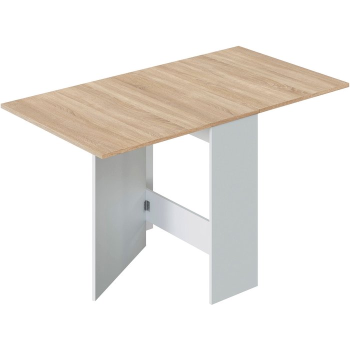 Mesa plegable lys color roble y blanco, 30/140 (ancho) 77 (profundo) 78 (altura)