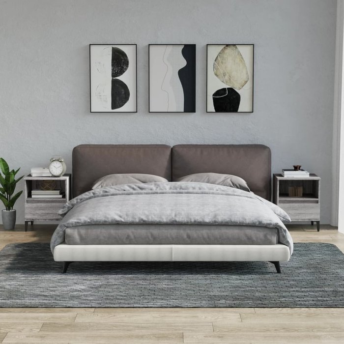 Pack de 2 mesitas de noche,mesilla de noche gris sonoma 40x35x50 cm cfw95954