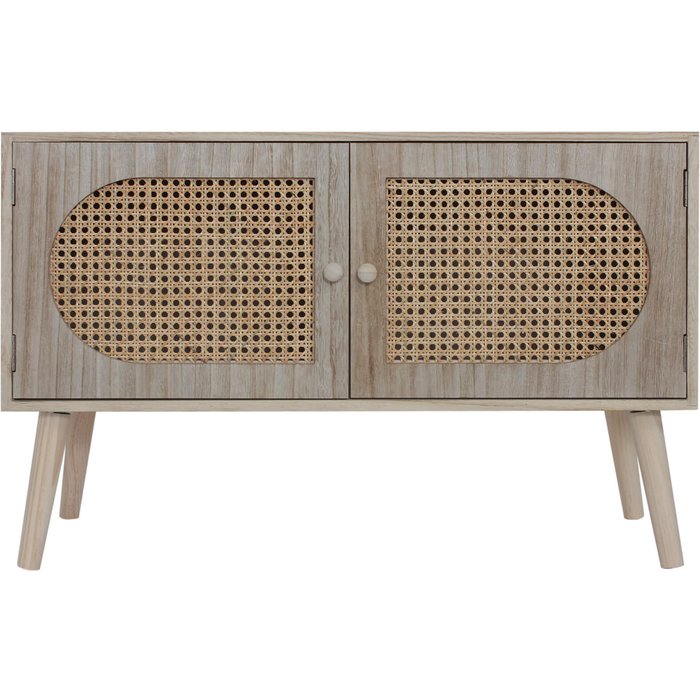 Mueble de entrada rebecca mobili escandinavo con 2 puertas de madera marrón