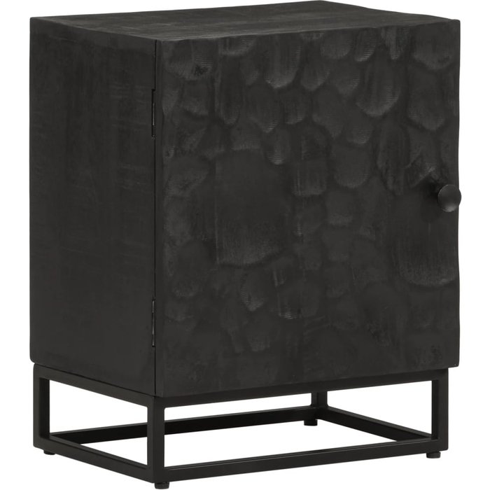 Mesita de noche madera maciza mango y hierro negro 40x30x50 cm