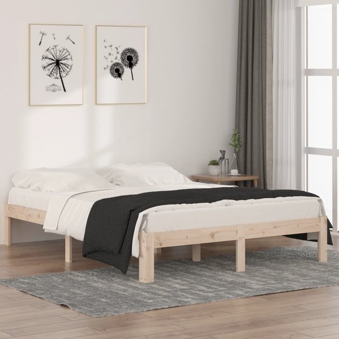Estructura de cama madera maciza de pino 140x190 cm