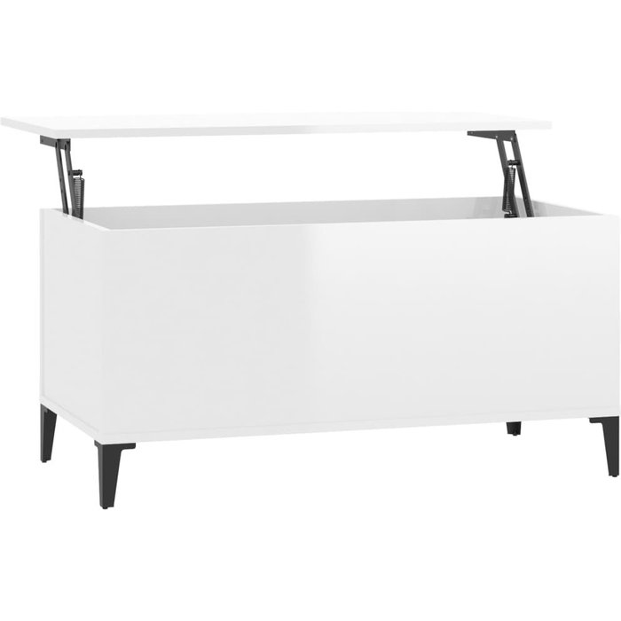 Mesa de centro, contrachapado blanco brillante, 90x44,5x45 cm - comfortxl