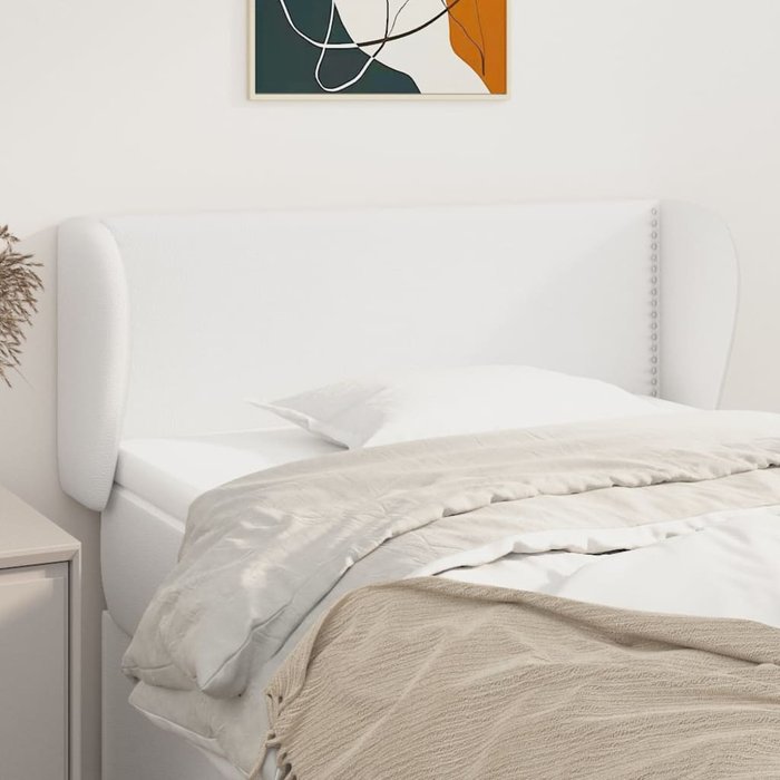 Cabecero con orejas blanco 103x23x78/88 cm polipiel