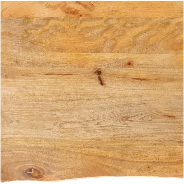 Tablero de mesa con borde natural, 80x80x3,8 cm, madera maciza de mango.
