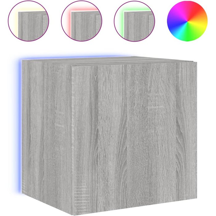 Mueble de tv de pared con luces led gris sonoma 40,5x35x40 cm - comfortxl