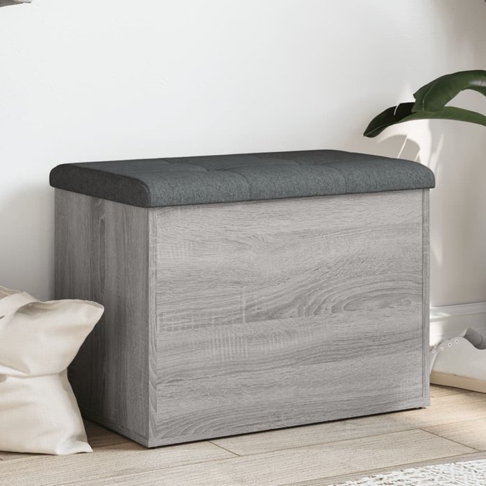 Banco de almacenaje sonoma gris 62x42x45 cm de madera contrachapada