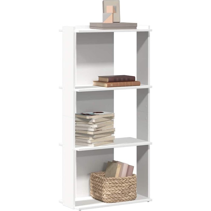Librería blanca de 3 niveles, 60x30x120 cm, madera de ingeniería. - pangivo