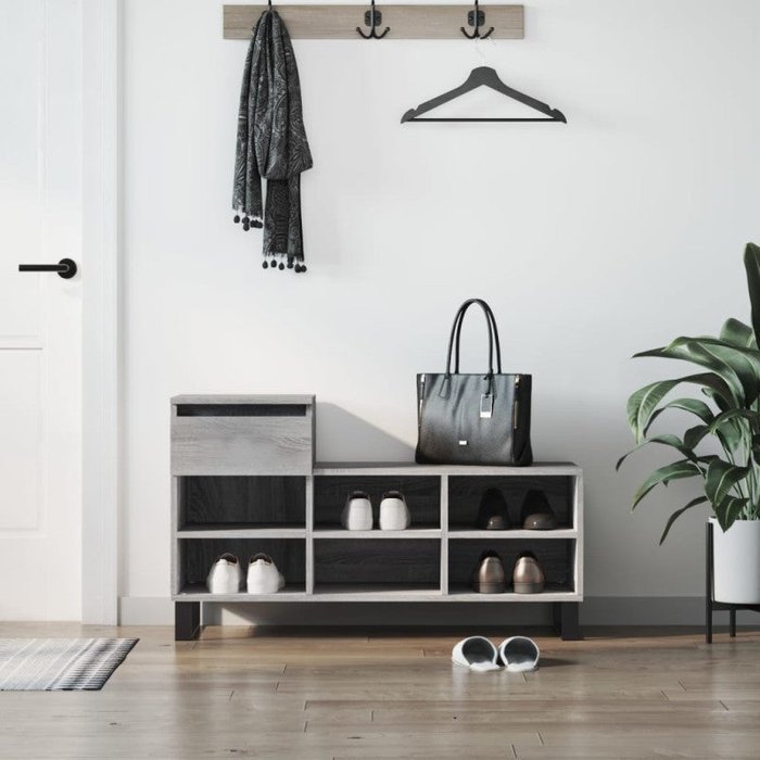 Vidaxl mueble zapatero madera contrachapada gris sonoma 102x36x60 cm
