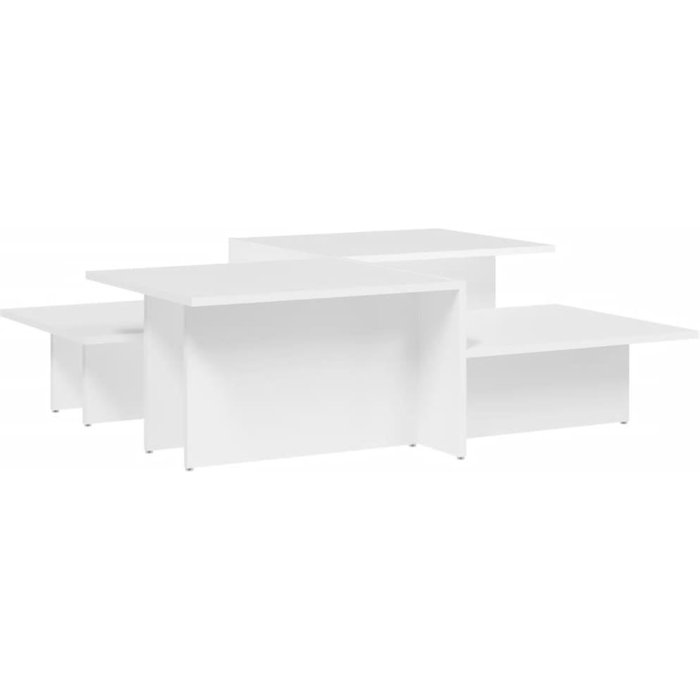 Mesas de centro 2 uds madera de ingeniería blanco - comfortxl