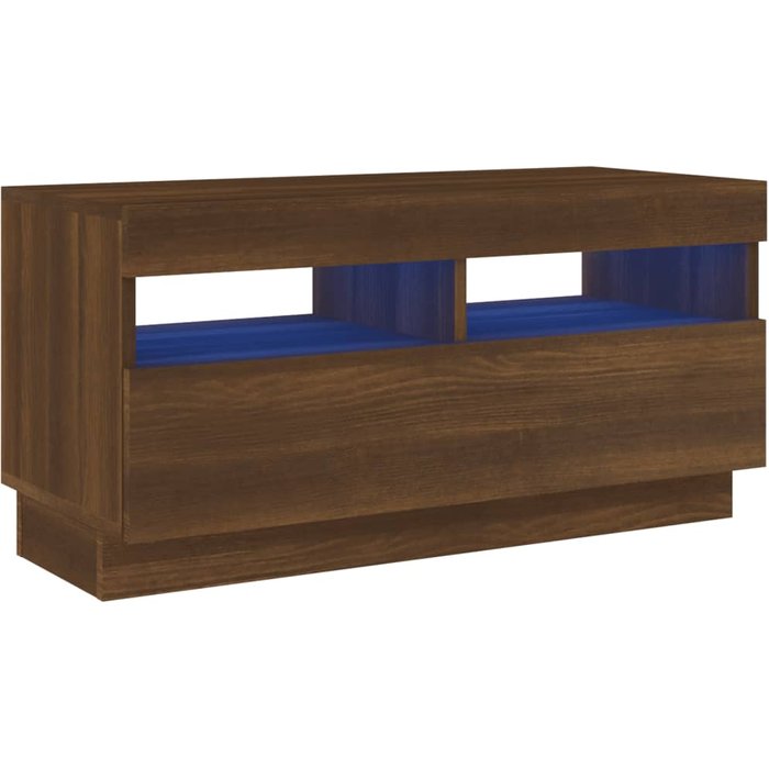 Mueble tv con luces led roble marrón 80x35x40 cm