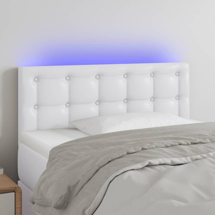 Maison exclusive - cabecero con led cuero sintético blanco 100x5x78/88 cm