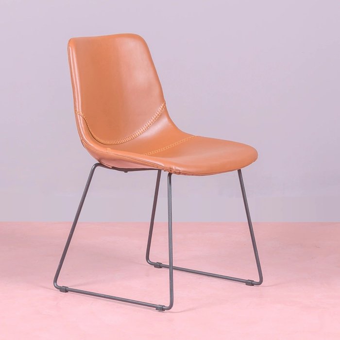 Silla industrial vintage tapizada en polipiel - city - nest dream - naranja