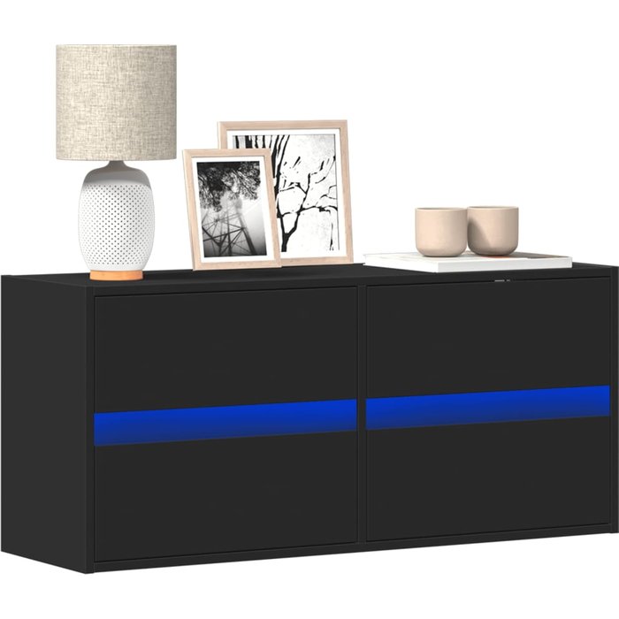 Mueble de tv de pared con luces led negro 100x31x45 cm vidaxl