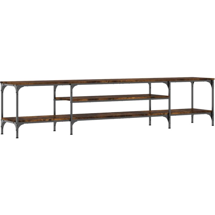 Mueble tv roble ahumado 201x35x45 cm madera contrachapada y hierro