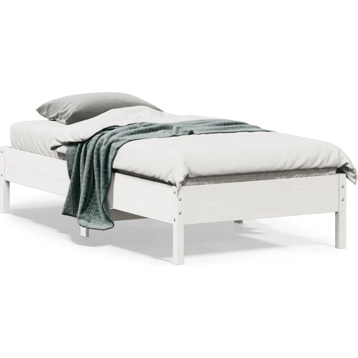 Estructura de cama blanca 90x190 cm madera maciza de pino