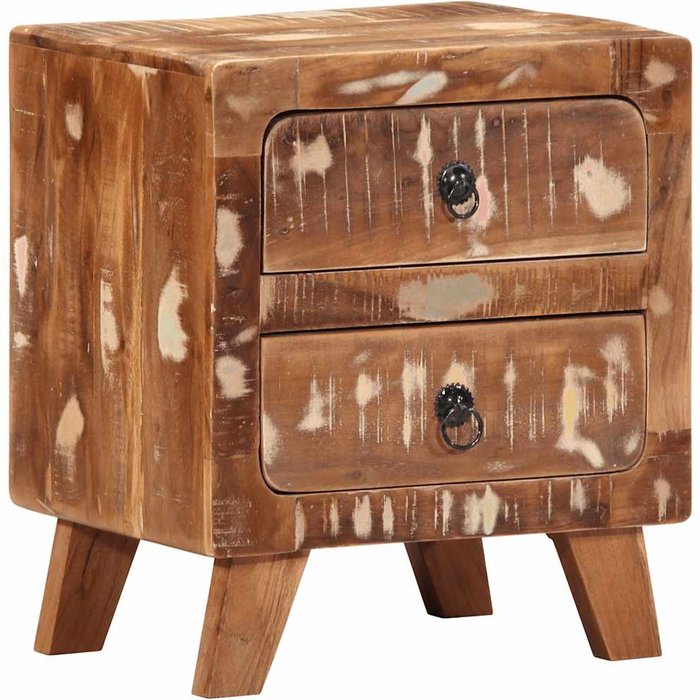 Mesita de noche 40x32x46 cm madera maciza reciclada