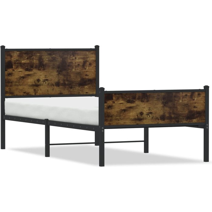 Estructura de cama sin colchón metal roble ahumado 80x200 cm — comfortxl