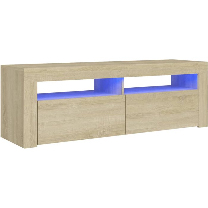 Mueble de tv con iluminación led roble sonoma 120x35x40 cm - comfortxl