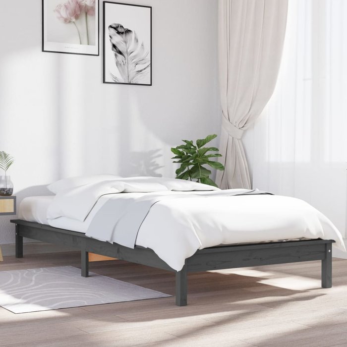 Maison exclusive - estructura de cama madera maciza de pino gris 90x200 cm