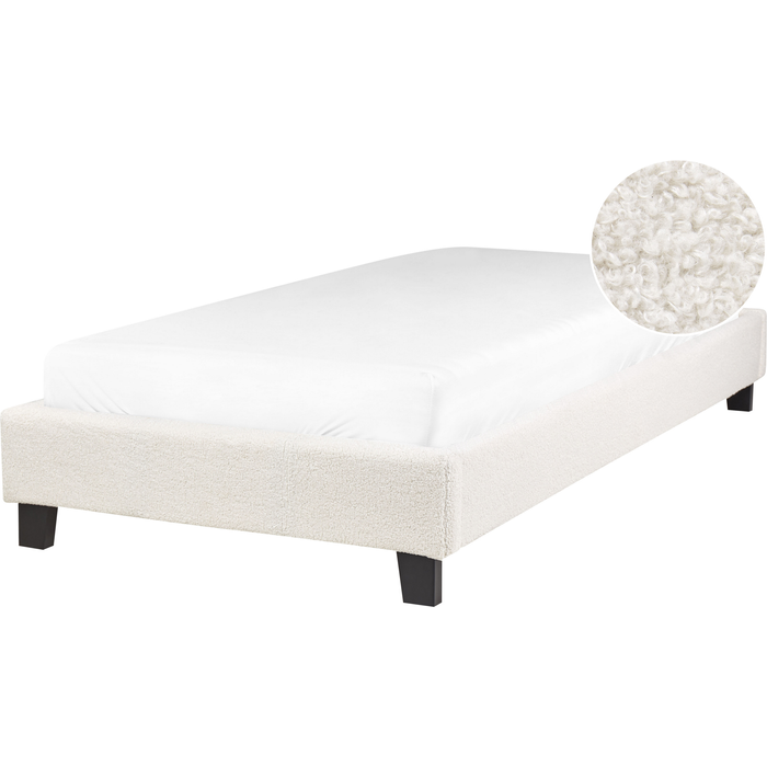 Beliani cama sin cabecero bouclé roanne 90 x 200 cm crema