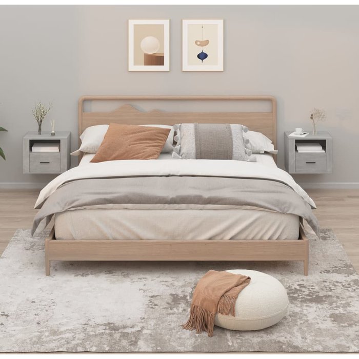 Maison exclusive - mesitas de noche de pared 2 uds gris hormigón 50x36x40 cm