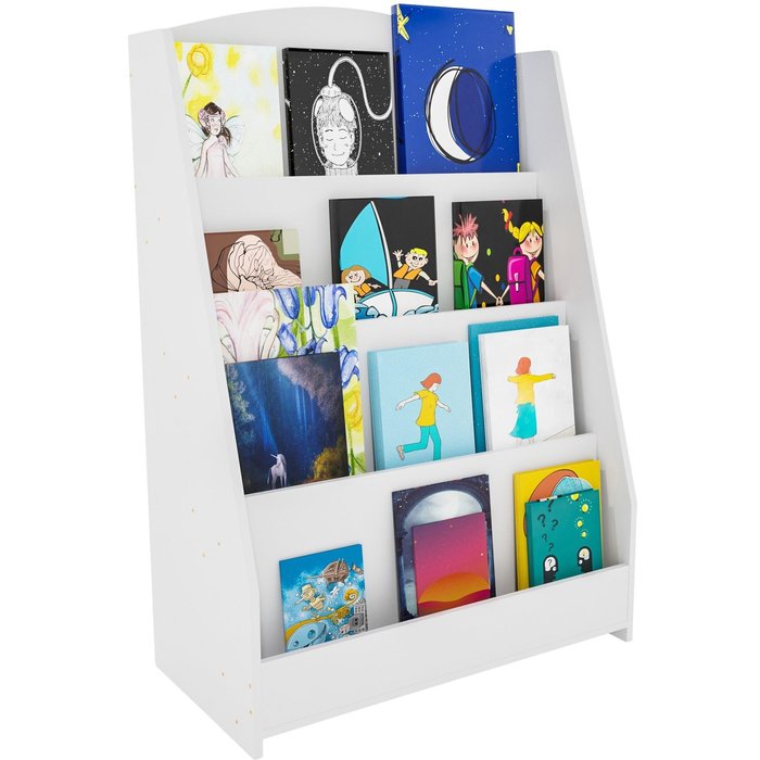 Librería infantil con 4 estantes 88x60x30 cm mdf blanco 10_0003496