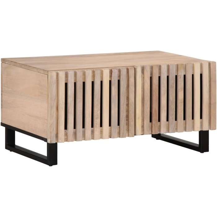 Vidaxl mesa de centro de madera maciza de mango blanca 80x51x40 cm