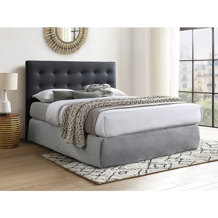 Cabecero capitoné de 140 cm - piel sintética - negro - francesco