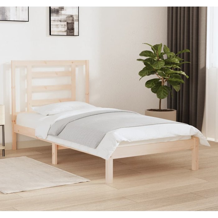 Estructura de cama de madera maciza de pino 90x190 cm individual