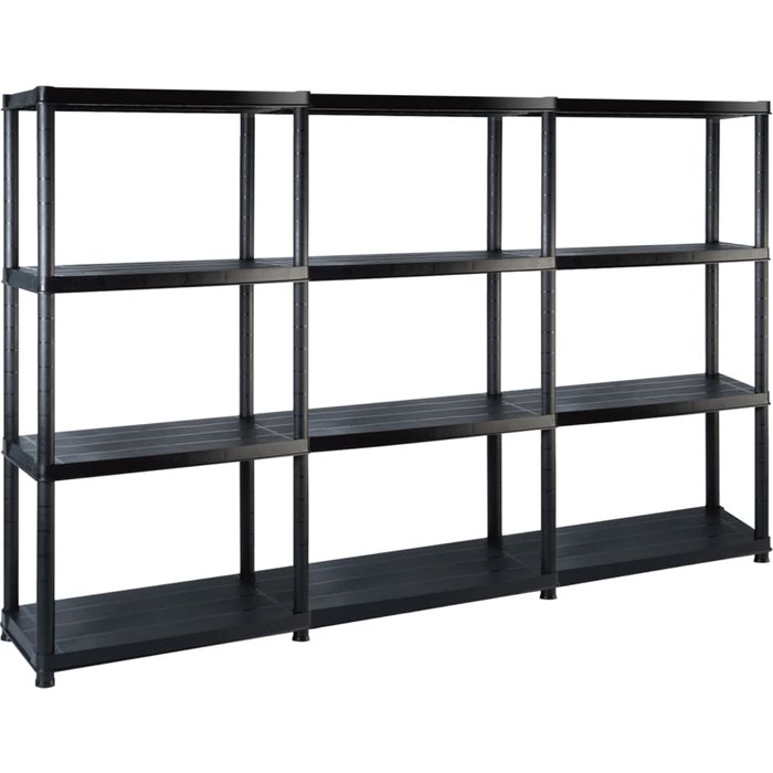 Estante de almacenaje 4 niveles negro plástico 183x30,5x130 cm