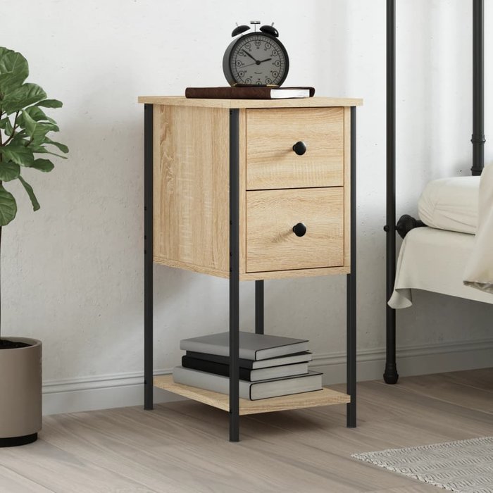 Mesita de noche madera de ingeniería roble sonoma 32x42x70 cm - comfortxl