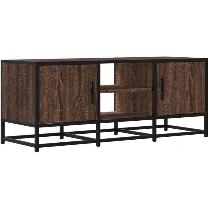 Mueble tv metal y madera ingeniería marrón roble 100x35x41 cm - comfortxl