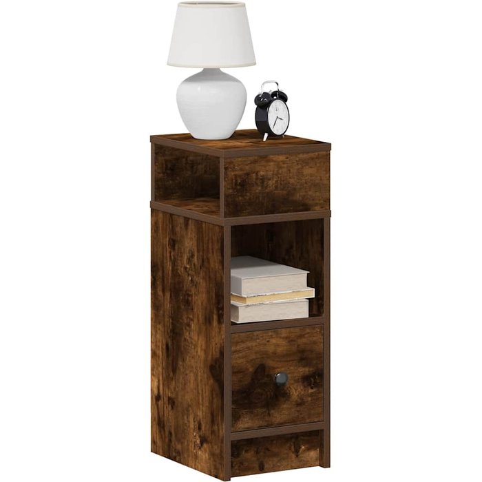 Mesita de noche con cajón roble ahumado 25x31x66 cm