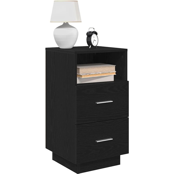 Mesilla de noche con 2 cajones negro 36x36x68 cm