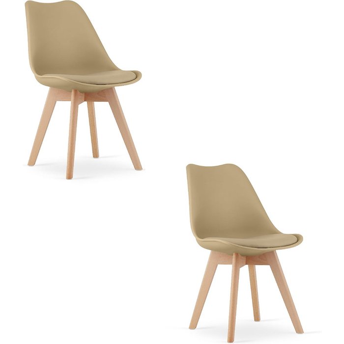 Juego de 2 sillas de comedor mark, beige oscuro + natural.