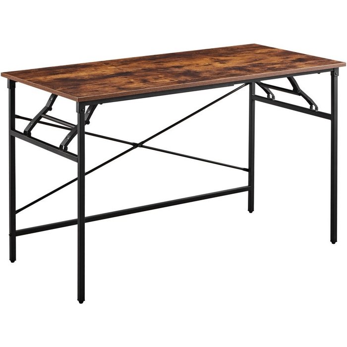 Escritorio industrial plegable con tapa de madera 120x60x75 cm