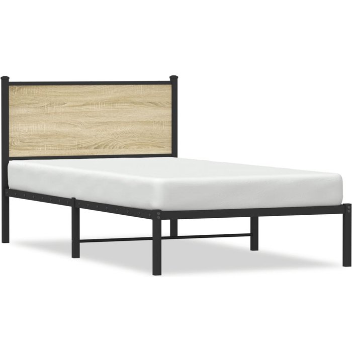 Estructura de cama sin colchón metal roble sonoma 100x200 cm — comfortxl