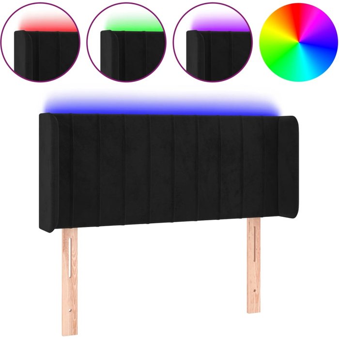 Cabecero cama - mueble cabecero con led de terciopelo negro 103x16x78/88 cm