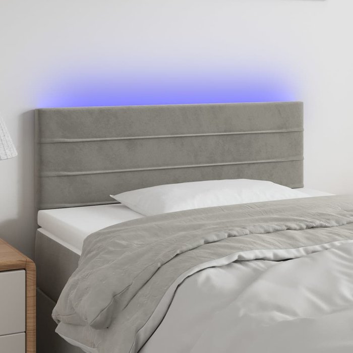 Cabecero led gris claro 80x5x78/88 cm terciopelo