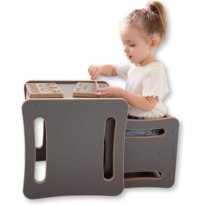 Mesa y silla infantil biggy 2 en 1 - gris oscuro