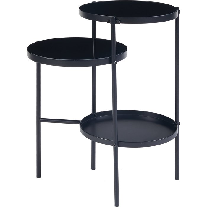 Mesa auxiliar con 3 estantes de metal 70 x 58 x 37 cm color negro 03_0010930