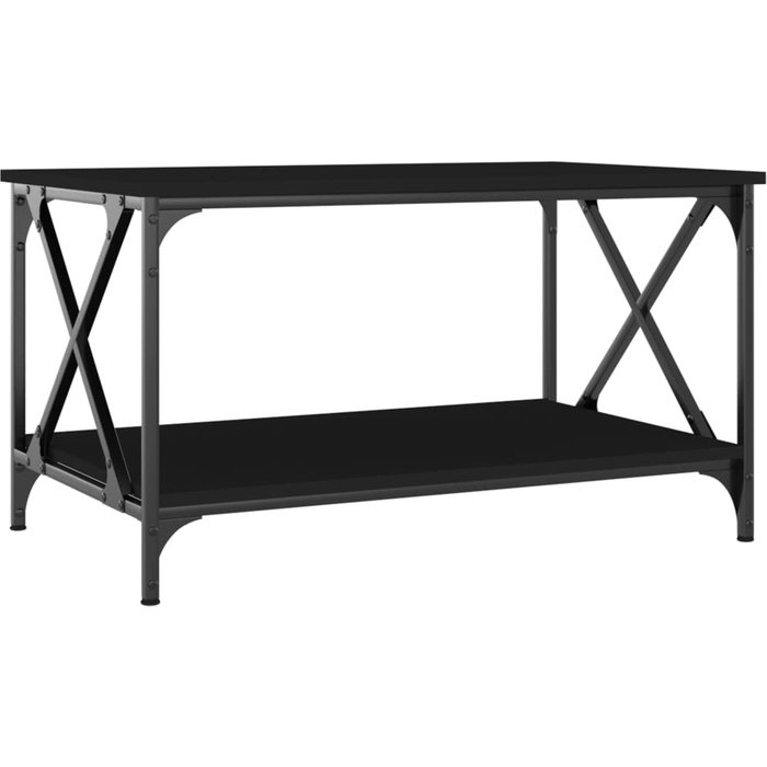Mesa de centro madera contrachapada y hierro negro 80x50x45 cm - comfortxl