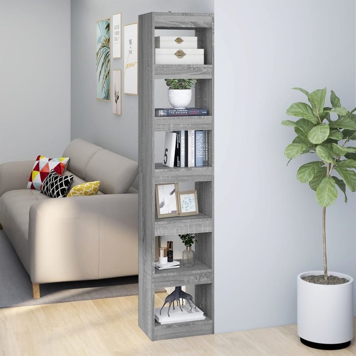Librería/separador de ambientes sonoma gris 40x30x198 cm - pangivo