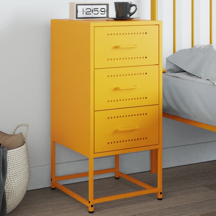 Mesita de noche amarillo mostaza 36x39x78 cm acero