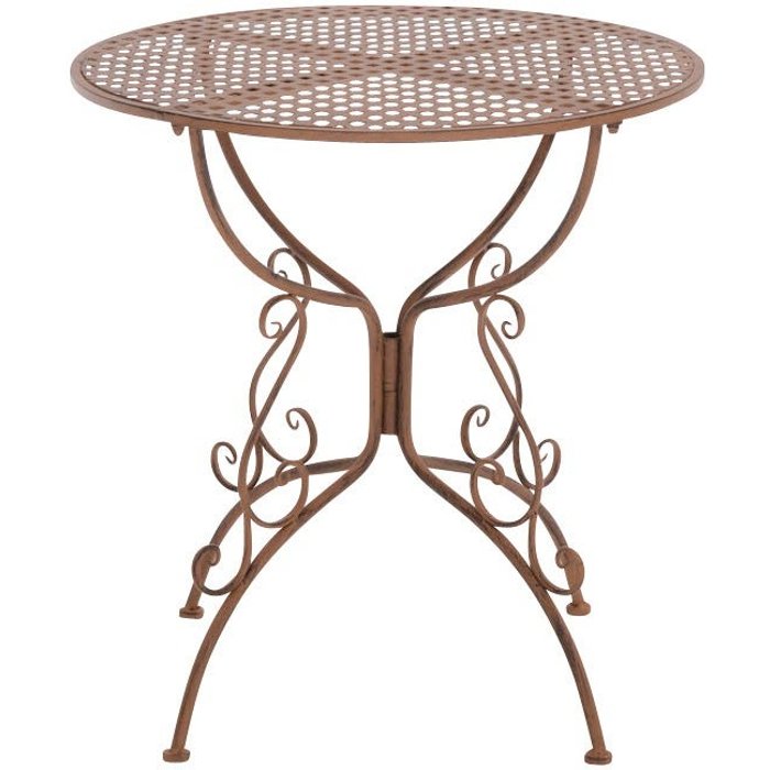 Mesa de jardín de hierro forjado diámetro ø 70 cm marrón envejecido mdj10046