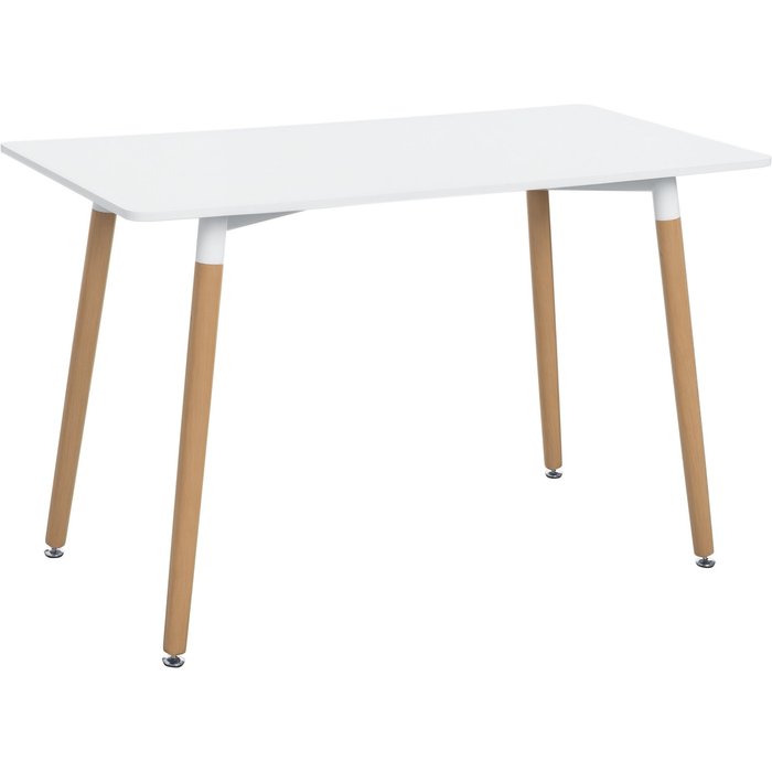 Mesa comedor nórdica blanca 120x60cm patas haya estructura metal