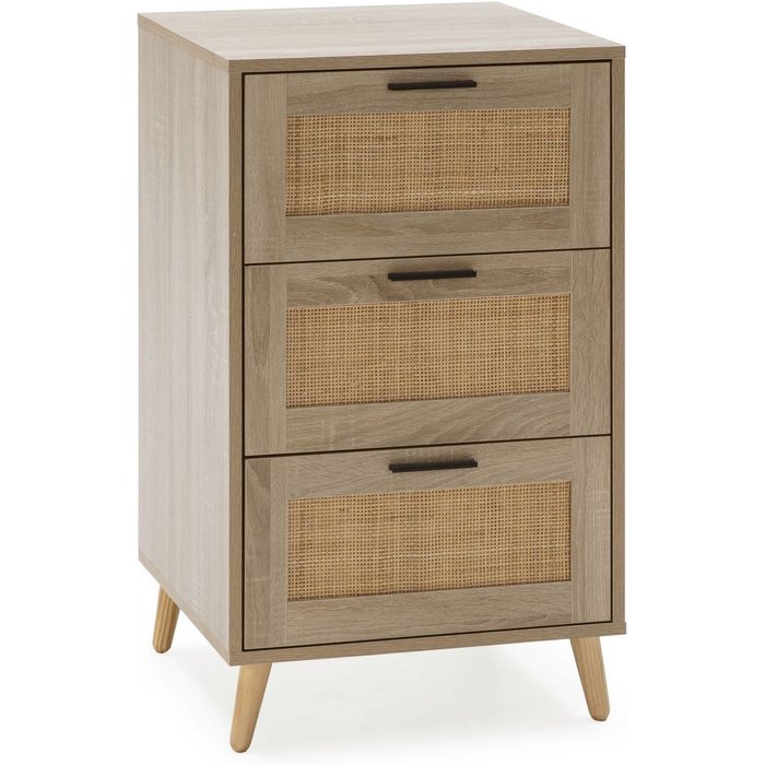 Sinfonier de noche dalia 4 cajones color roble, 80 cm ancho