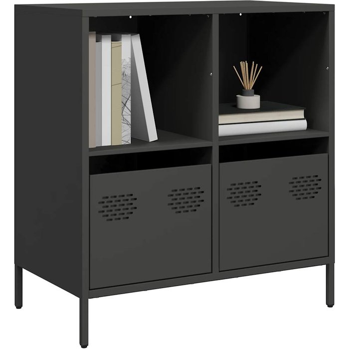 Maison exclusive - aparador de acero laminado en frío negro 68x39x73,5 cm