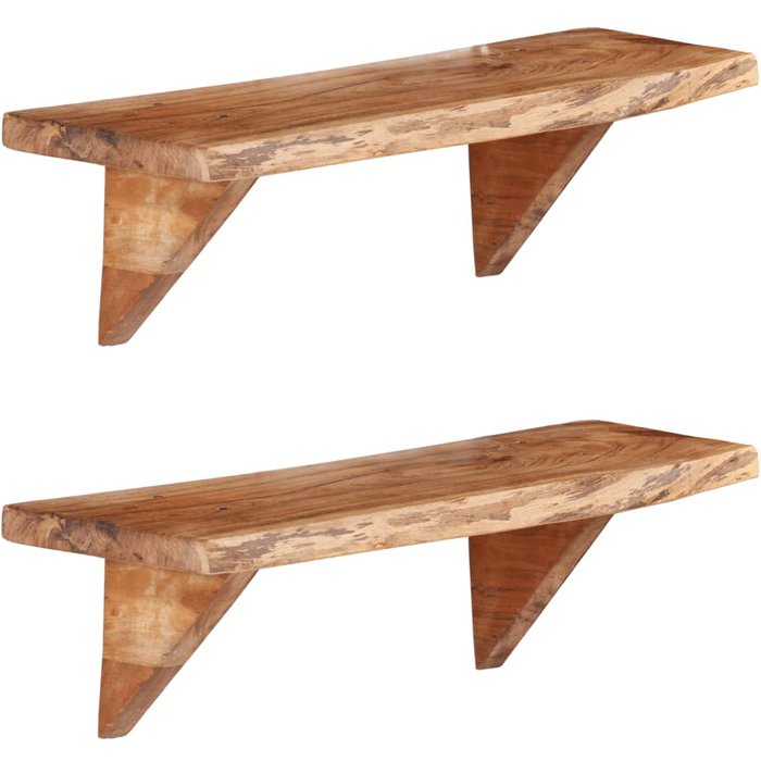Estantes de pared 2 piezas 60x20x18 cm madera maciza de acacia