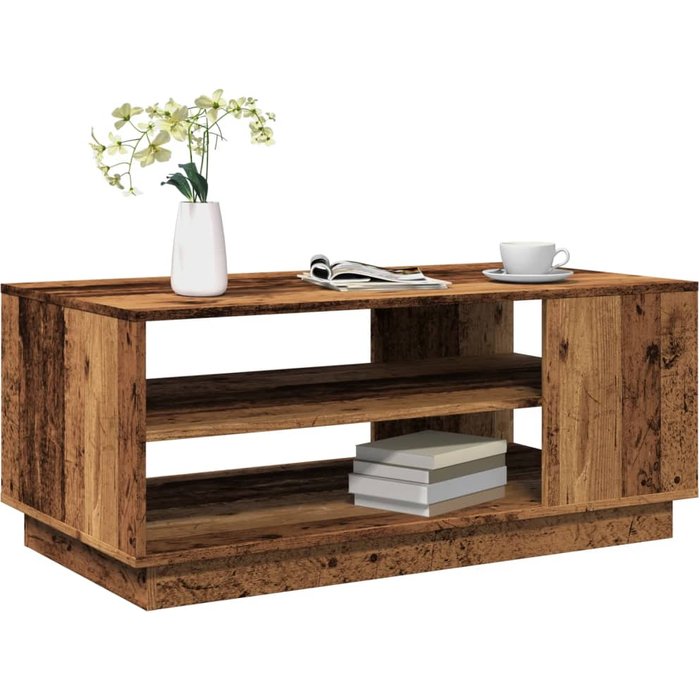 Mesa de centro de madera antigua 102x55x43 cm madera contrachapada